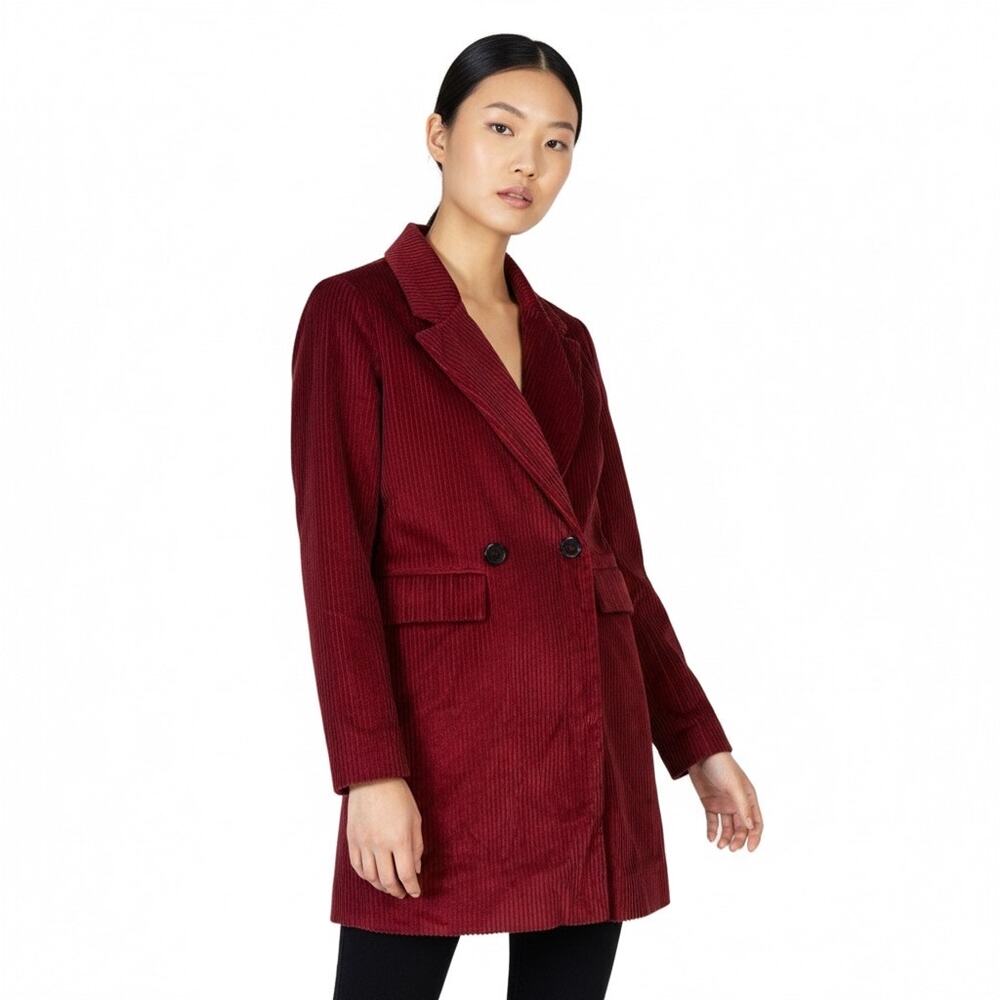 Altar'd State Corduroy Double Breasted Blazer Womens XS Red 100% Cotton Holiday